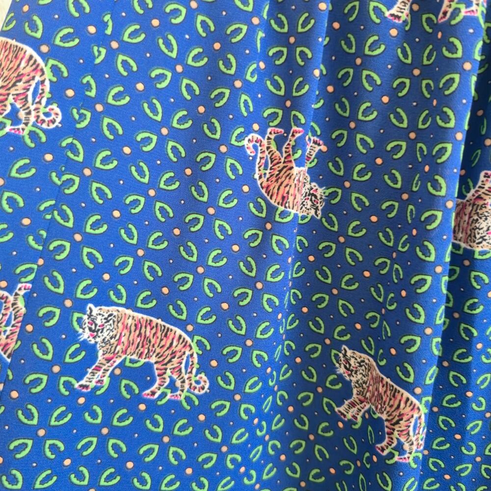 J. Crew Blue Bengal Animal Print Blue Boho Mini Skirt - Picture 4 of 12